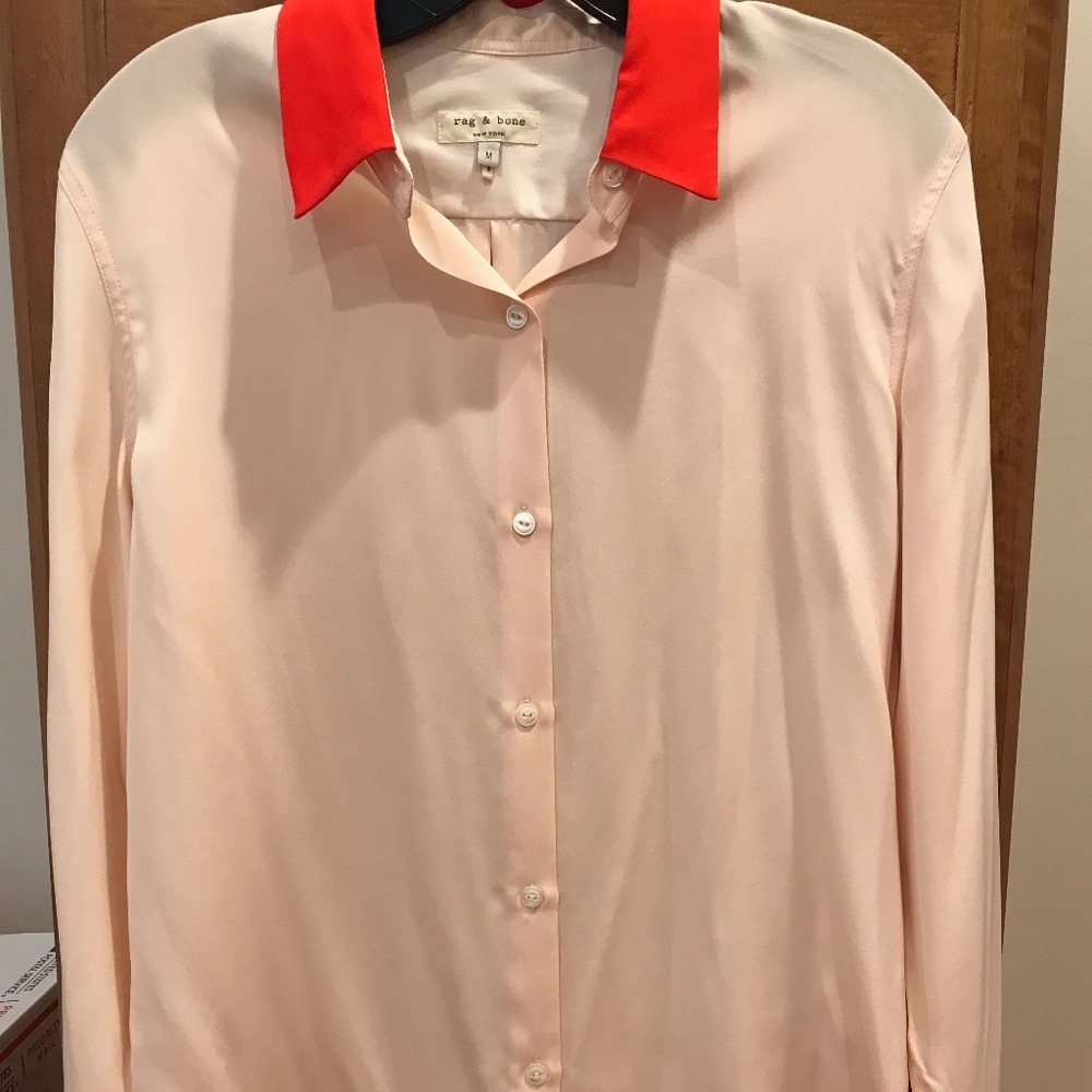 rag & bone Peach Silk Blouse